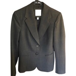 The Limited Perfect Travel Blazer Jacket 4 charcoal grey plaid notched lapel
